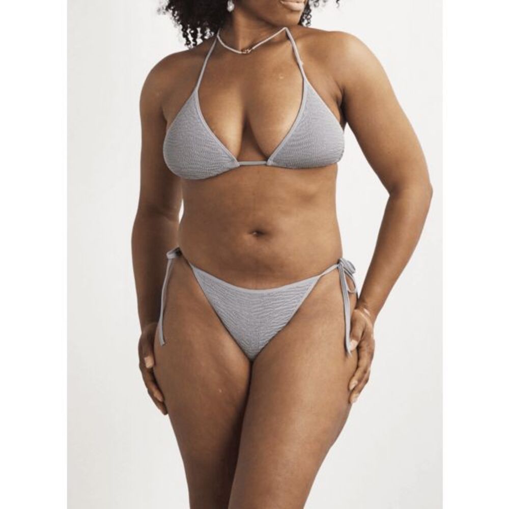 Hunza G Silver Textured String Bikini Bottom